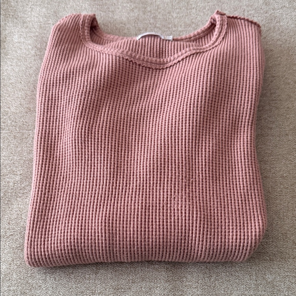 💥3/$20 Women's Ribbed Crewneck Sweater - Dusty Rose